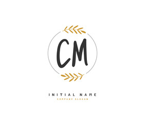 C M CM Beauty vector initial logo, handwriting logo of initial signature, wedding, fashion, jewerly, boutique, floral and botanical with creative template for any company or business.