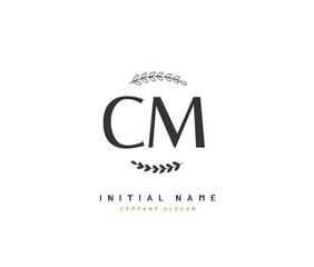 C M CM Beauty vector initial logo, handwriting logo of initial signature, wedding, fashion, jewerly, boutique, floral and botanical with creative template for any company or business.