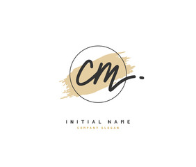 C M CM Beauty vector initial logo, handwriting logo of initial signature, wedding, fashion, jewerly, boutique, floral and botanical with creative template for any company or business.