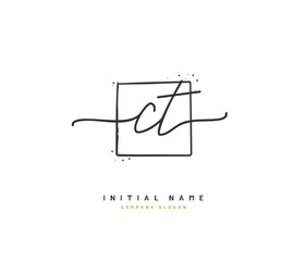 C T CT Beauty vector initial logo, handwriting logo of initial signature, wedding, fashion, jewerly, boutique, floral and botanical with creative template for any company or business.