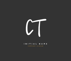 C T CT Beauty vector initial logo, handwriting logo of initial signature, wedding, fashion, jewerly, boutique, floral and botanical with creative template for any company or business.