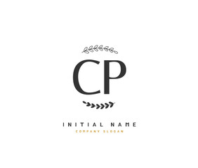 C P CP Beauty vector initial logo, handwriting logo of initial signature, wedding, fashion, jewerly, boutique, floral and botanical with creative template for any company or business.