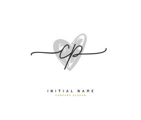 C P CP Beauty vector initial logo, handwriting logo of initial signature, wedding, fashion, jewerly, boutique, floral and botanical with creative template for any company or business.
