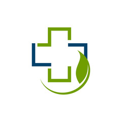 nature pharmacy herbal medicine logo design vector symbol