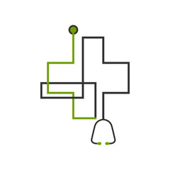 online health service medical cross logo vector online doctor logo design symbol