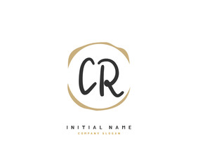 C R CR Beauty vector initial logo, handwriting logo of initial signature, wedding, fashion, jewerly, boutique, floral and botanical with creative template for any company or business.
