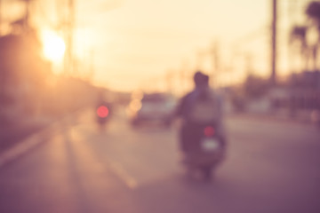 Burred focus car on the road.Car on the road