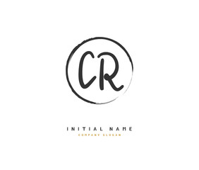 C R CR Beauty vector initial logo, handwriting logo of initial signature, wedding, fashion, jewerly, boutique, floral and botanical with creative template for any company or business.