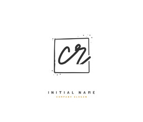 C R CR Beauty vector initial logo, handwriting logo of initial signature, wedding, fashion, jewerly, boutique, floral and botanical with creative template for any company or business.