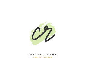 C R CR Beauty vector initial logo, handwriting logo of initial signature, wedding, fashion, jewerly, boutique, floral and botanical with creative template for any company or business.