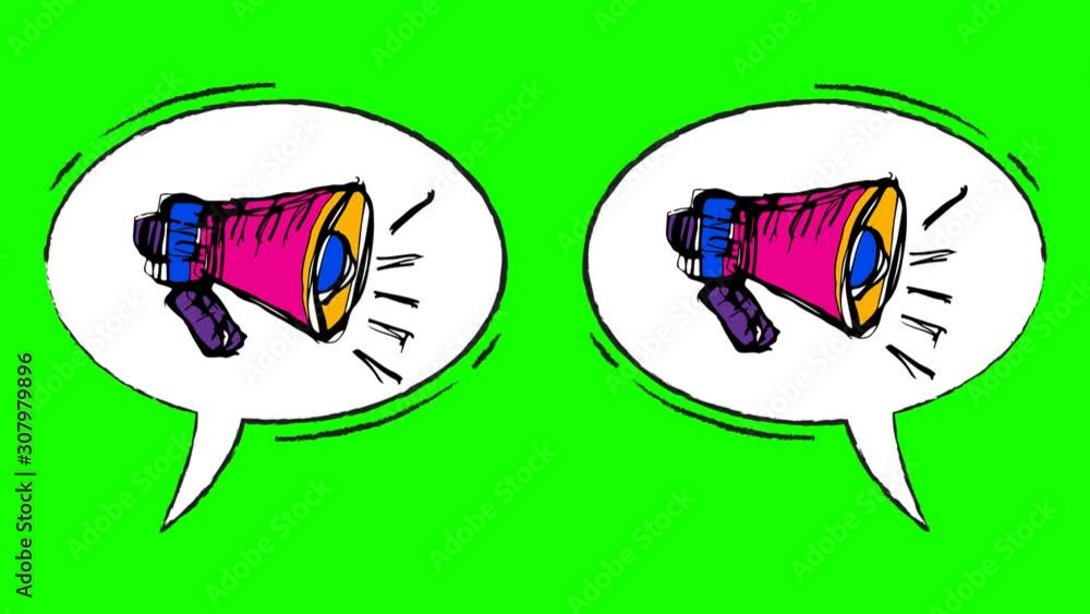 Poster megaphone cartoon in the speech bubble. editable green screen or chroma key. used for visualization 