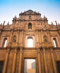Fototapeta na wymiar Ruins of St.Paul Church in the historical centre of Macao or Macau, China