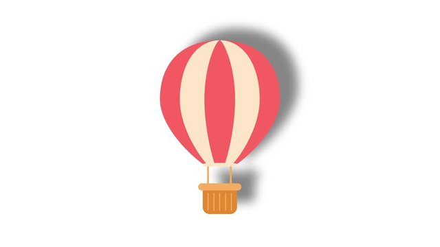 Hot Air Balloon Icon animation on white background. Icon design.Video animation.4K resolution video.