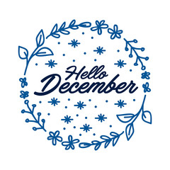 Obraz premium Hello December. Handwritten modern calligraphy, brush painted letters.