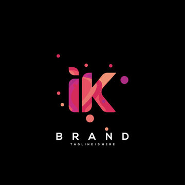 Initial letter IK logo with colorful, letter combination logo design for creative industry, web, business and company. - Vector