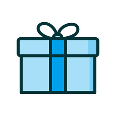 Gift box, present in vector. Gift in flat style on white background.