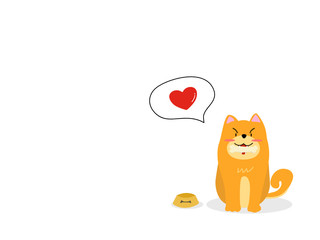  cute shiba inu dog hand drawn background with copy space and empty text bubble