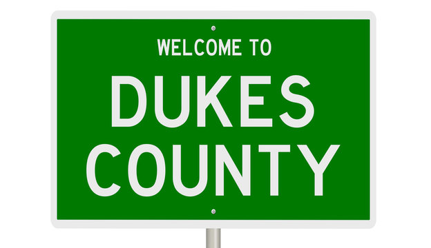 Rendering Of A 3d Green Highway Sign For Dukes County