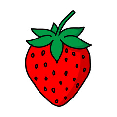 Garden strawberry fruit or strawberries. Modern flat cartoon style vector illustration icons
