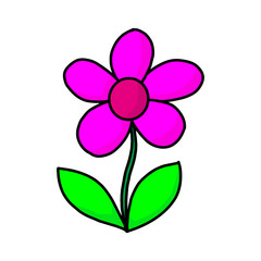 Graphical flower illustration. black flower, contour flower, bloom flower,