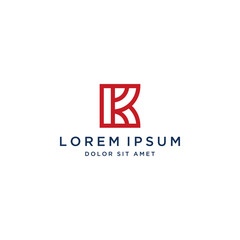 business logo design or monogram or initials letter K with line art style