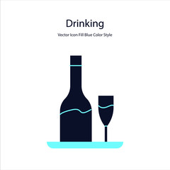 Drinking  Vector Icon Fill Blue Color Style