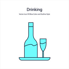 Drinking Vector icon Fill Blue Color And Outline Style