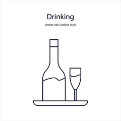 Drinking Vector icon Outline Style