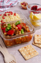 Stewed vegetables with chickpeas and couscous