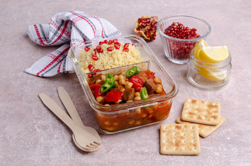 Stewed vegetables with chickpeas and couscous