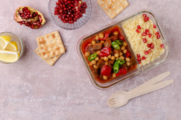 Stewed vegetables with chickpeas and couscous