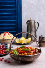 Stewed vegetables with chickpeas and couscous