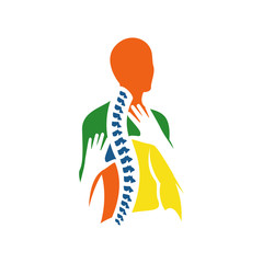 Naklejka premium creative human spinal chiropractic physiotherapy logo design. health care medical template