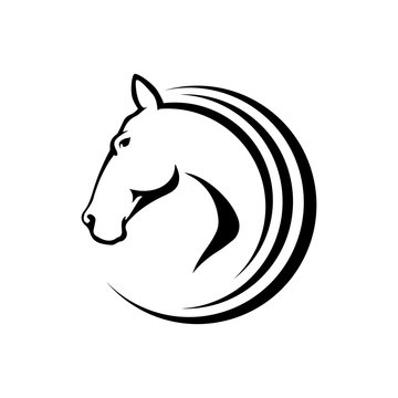 black stallion horse head logo vector symbol. the silhoutte of black horse illustration design