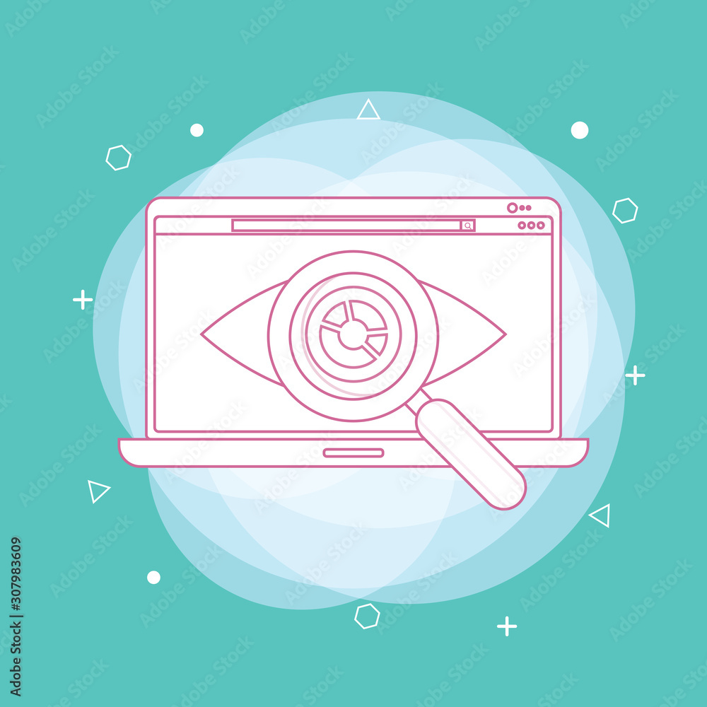 Poster monitoring icon flat design concept. concept of line icon