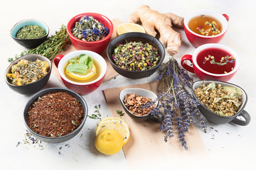 Different kinds of herbal tea.