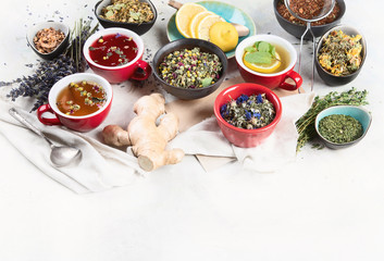 Different kinds of herbal tea.