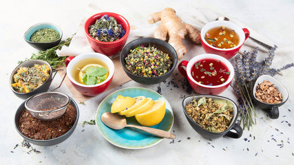 Different kinds of herbal tea.