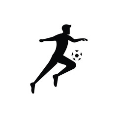 Fototapeta na wymiar Soccer or football player. soccer vector illustration of a silhouette soccer or football player isolated on white background. Soccer flat design illustration for web, mobile, logo, icon, and graphic.