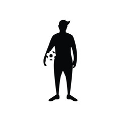 Soccer or football player. soccer vector illustration of a silhouette soccer or football player isolated on white background. Soccer flat design illustration for web, mobile, logo, icon, and graphic.