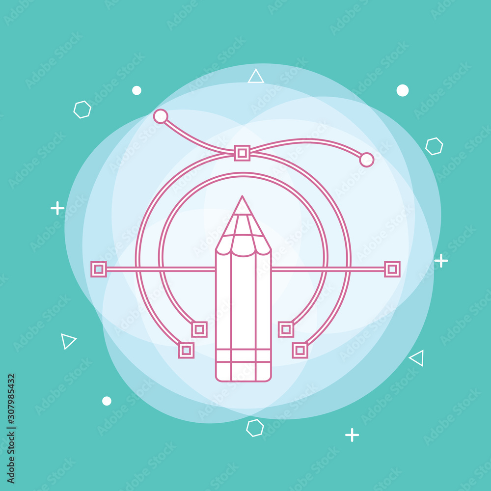Aufkleber pen tool. vector computer graphics. the curve control points. concept of line icon