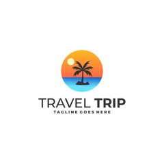 Coconut Travel Illustration Vector Template
