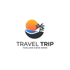 Coconut Travel Illustration Vector Template