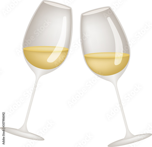乾杯 ワイングラス ベクター イラスト 白ワイン ドリンク お酒 アルコール Wall Mural Chromame