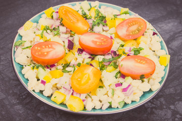 Salad with vegetables and bulgur groats. Healthy meal containing vitamins and minerals