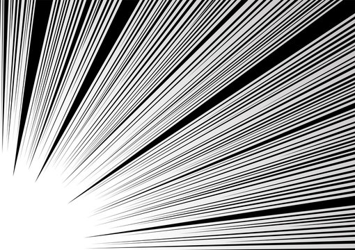 Comic and manga books speed lines background. curve circle, explosion background. Black and white vector illustration	