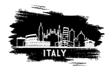 Fototapeta premium Italy City Skyline Silhouette. Hand Drawn Sketch.