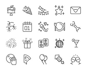 Fototapeta premium set of celebration icons, birthday, celebration, happy new year