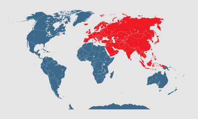 Fototapeta na wymiar Vector world global map and template Eurasia