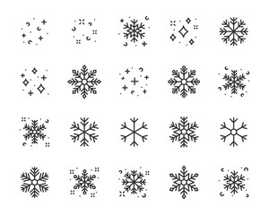 set of snow icons, snowflake, winter, natural